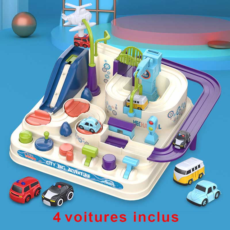 LOVOICE Jouet Enfant Jouet Circuit Voiture,Piste Aventure de Voiture Jouet avec Hélicoptère,Jouets Educatifs Non Toxique
